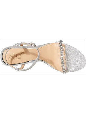 Badgley Mischka  fancie block heel silver glitter crystals size 8 NIB